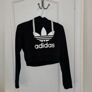 Adidas Women's Black and White Cropped Sweater